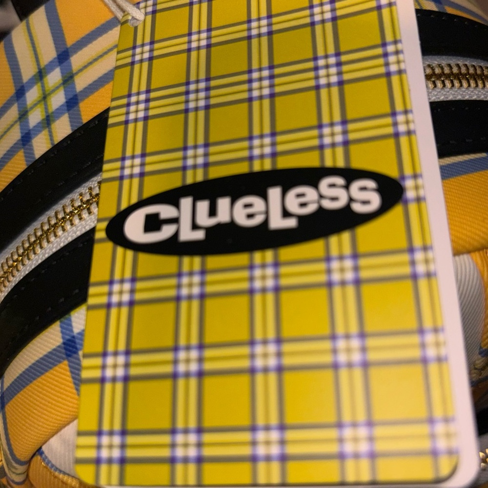 Loungefly Yellow Plaid Backpack with Pink Charm - Picture 7 of 7